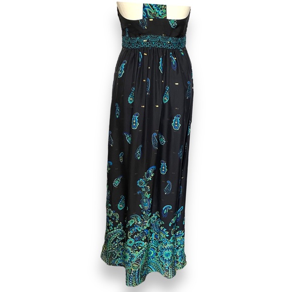 Tibi Dress Maxi Halter Neck Silk Black Green Paisley Embellished Occasion 10 12 - Picture 10 of 16